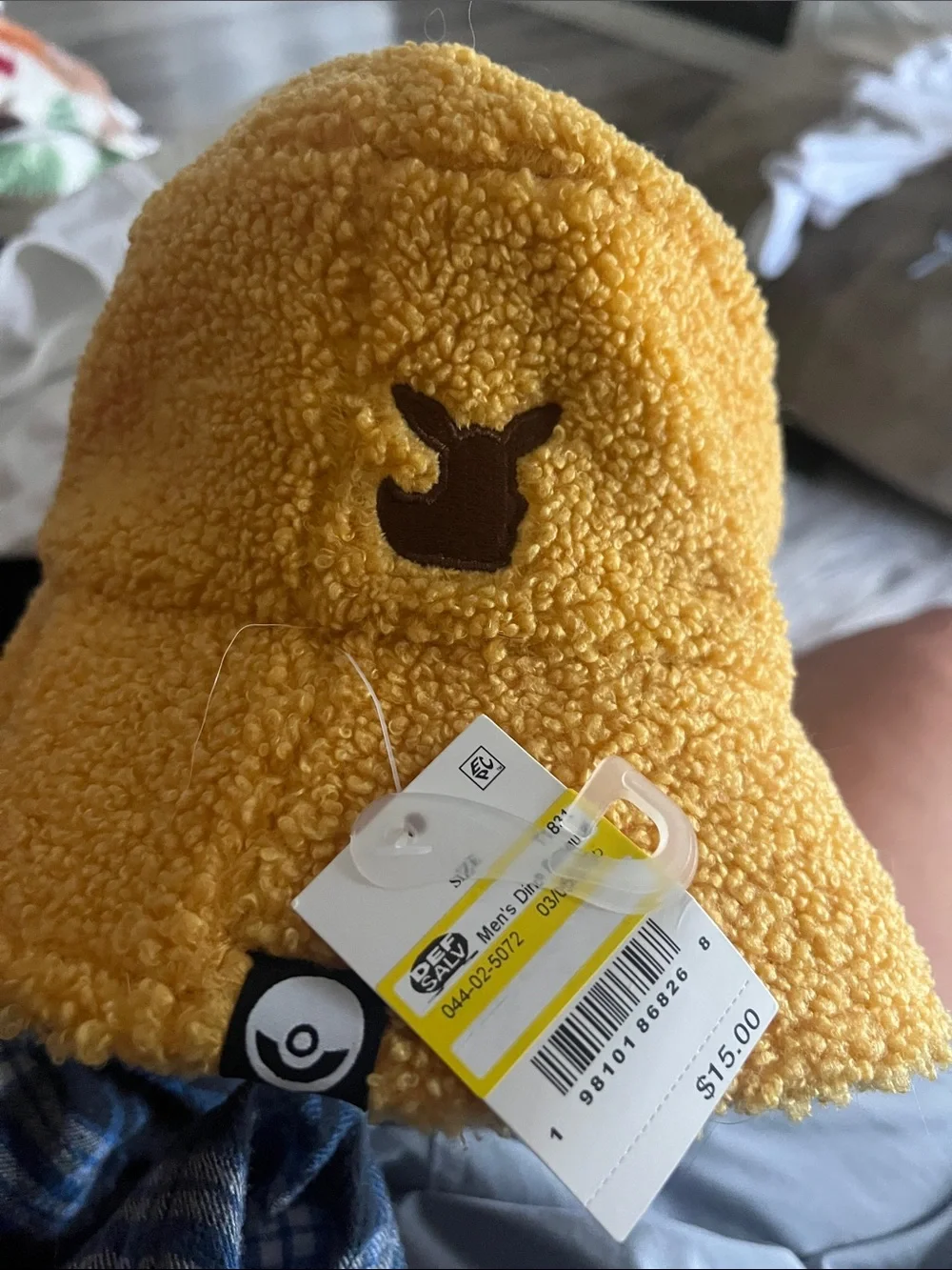Pokemon Yellow Sherpa Bucket Hat with Eevee Patch